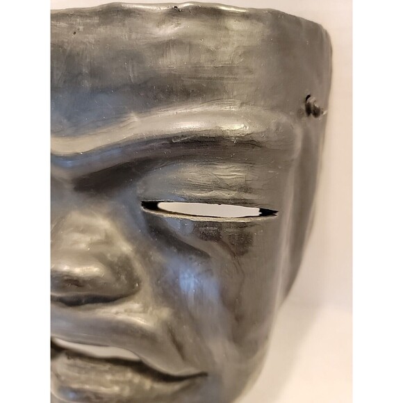 Vintage Oaxaca Mexico Black Pottery Mask Folk Art Face Tribal Aztec Mayan Wall - Picture 7 of 13